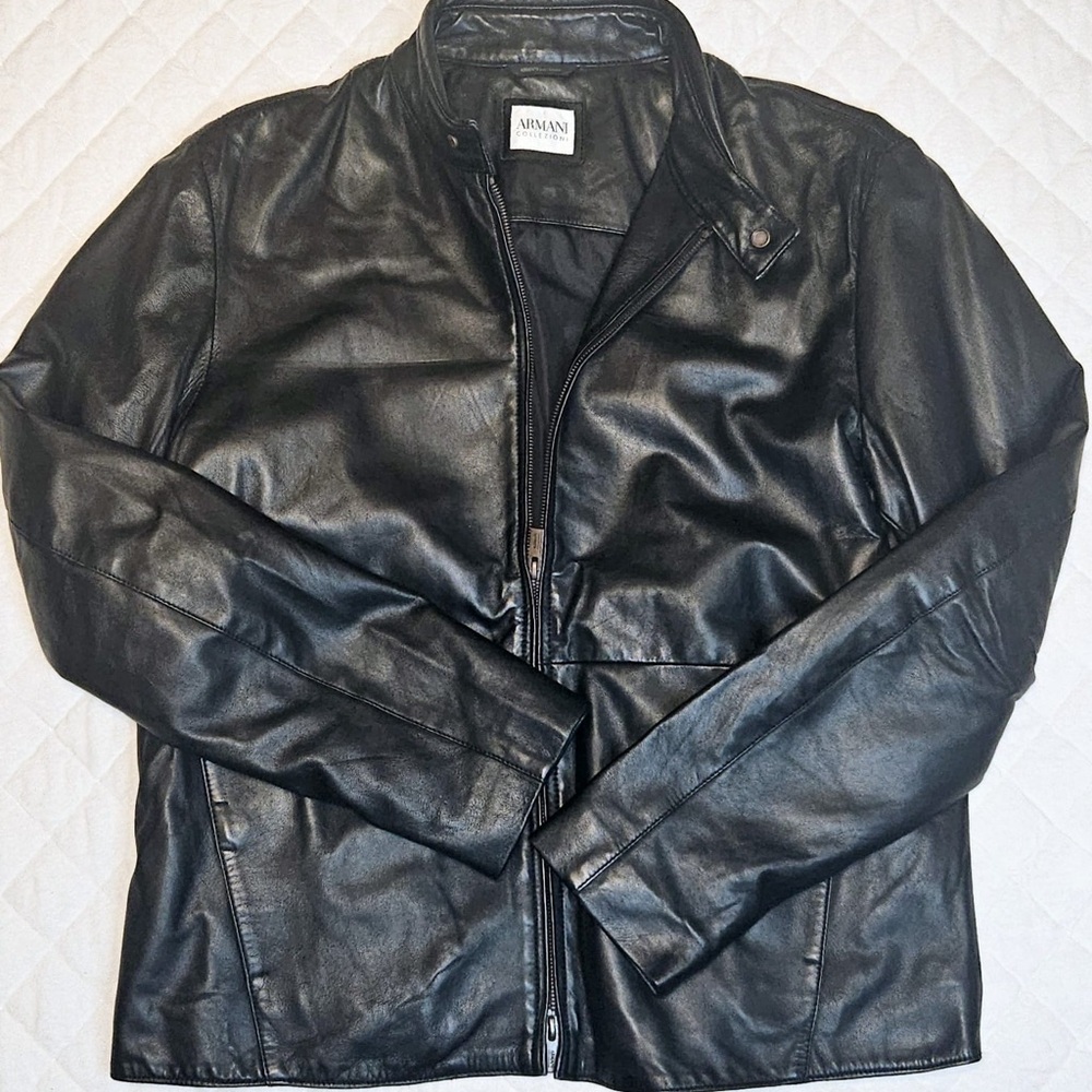 armani collezioni leather jacket